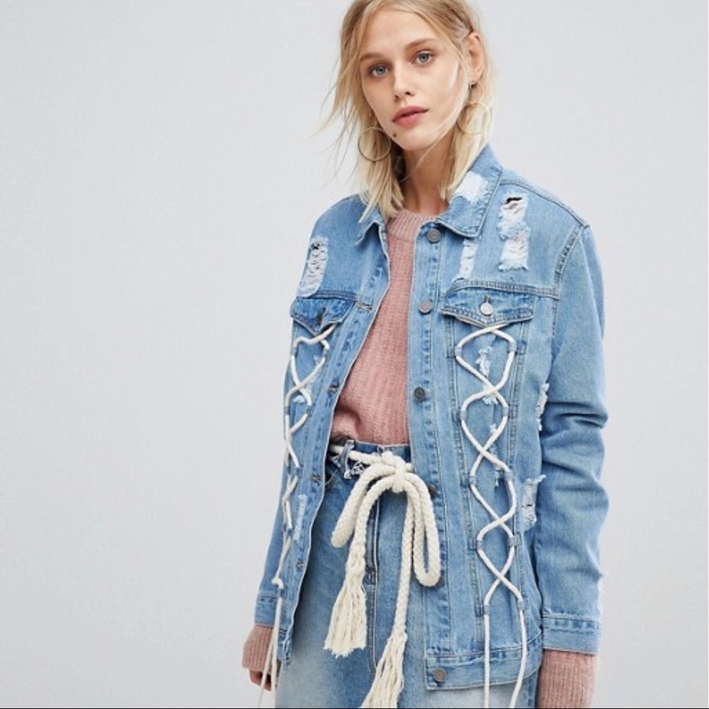 SALE - ASOS Distressed oversized denim jacket